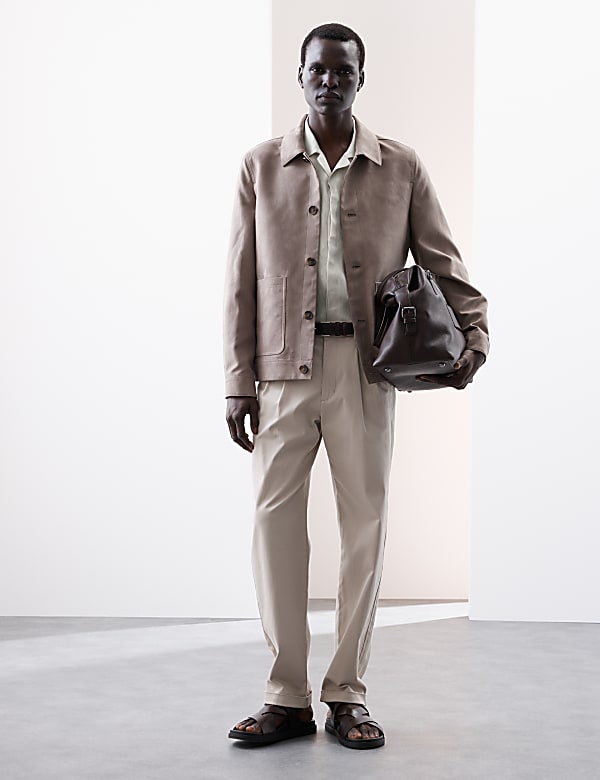 Pure Linen Herringbone Cuban Collar Shirt
