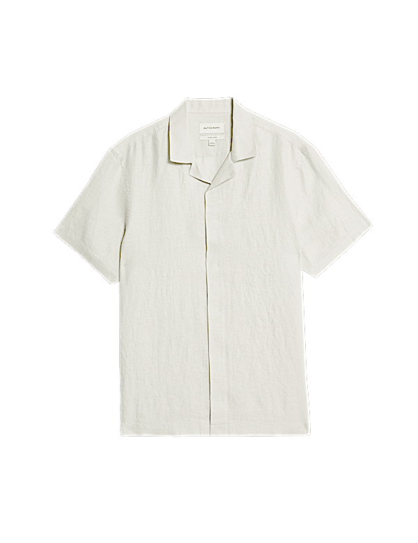 Pure Linen Herringbone Cuban Collar Shirt