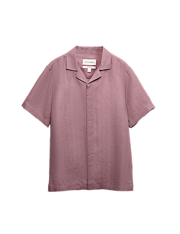 Pure Linen Herringbone Cuban Collar Shirt