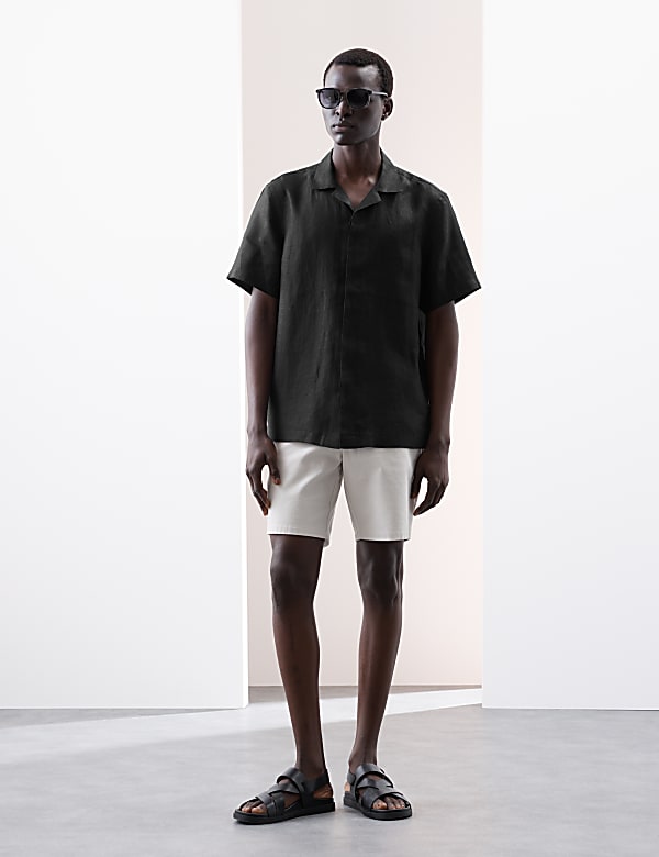 Pure Linen Herringbone Cuban Collar Shirt - JO