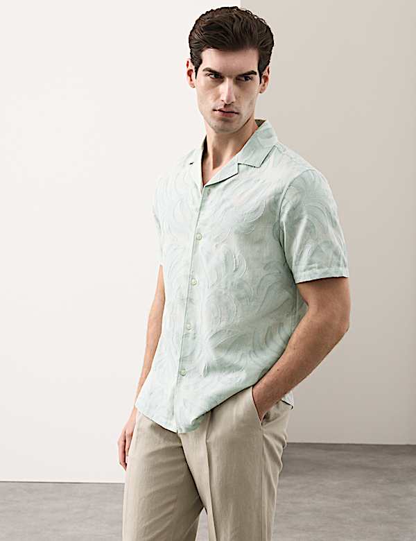 Cotton Rich Jacquard Short Sleeve Shirt