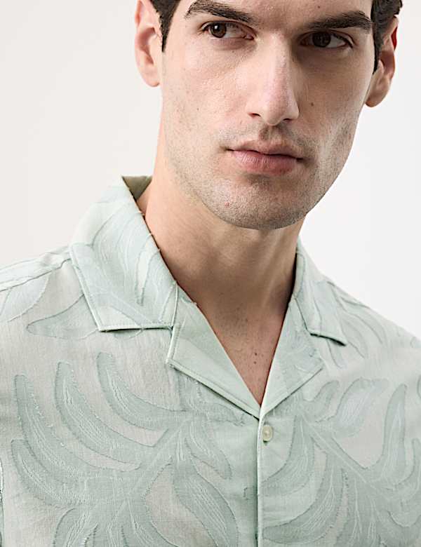 Cotton Rich Jacquard Short Sleeve Shirt