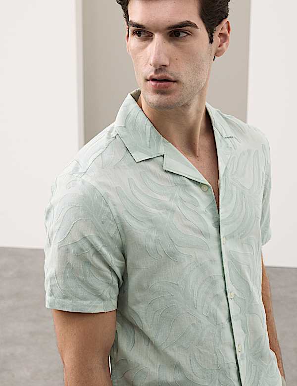 Cotton Rich Jacquard Short Sleeve Shirt