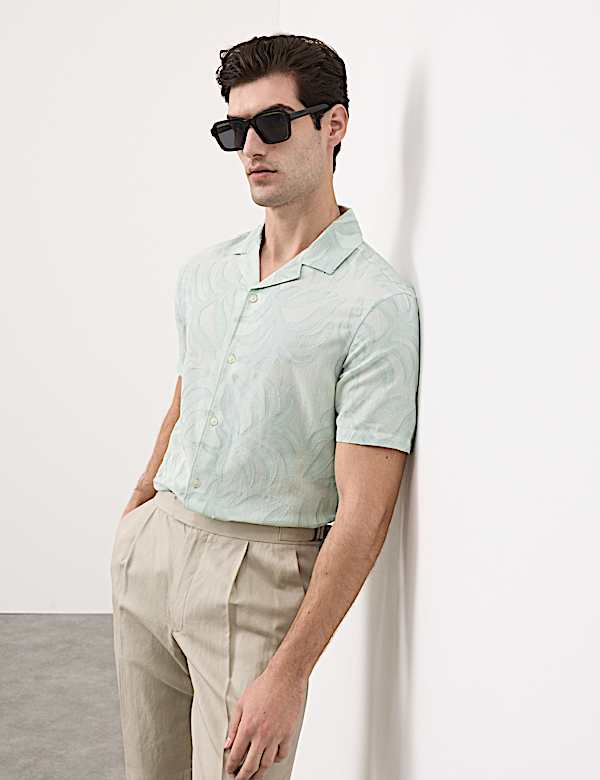 Cotton Rich Jacquard Short Sleeve Shirt