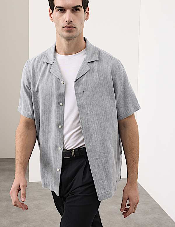 Linen Blend Short Sleeve Shirt