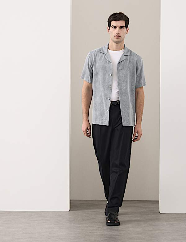 Linen Blend Short Sleeve Shirt