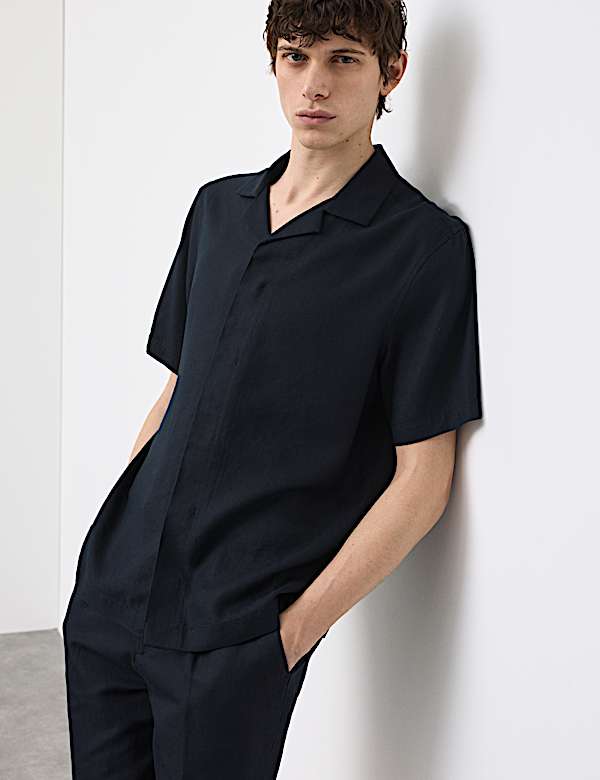 Linen Blend Short Sleeve Shirt