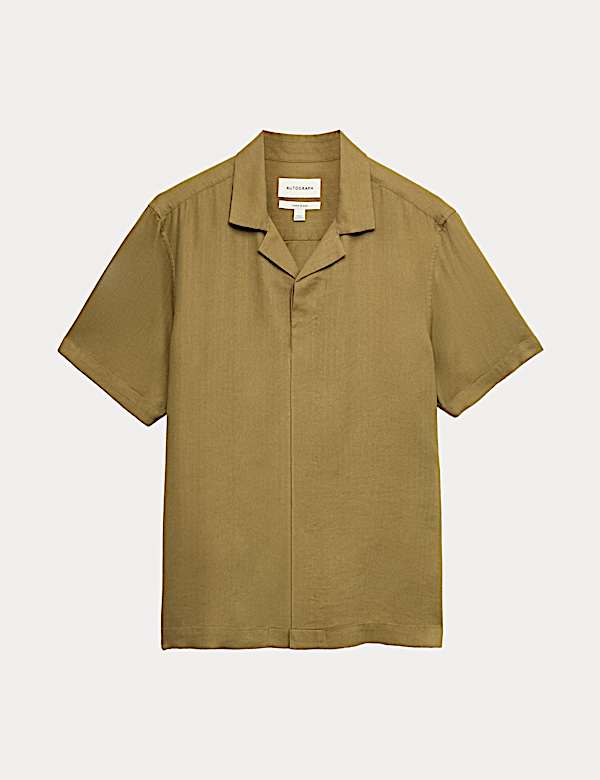 Linen Blend Short Sleeve Shirt - CZ