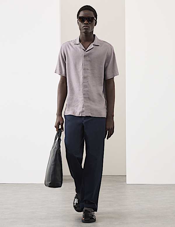 Linen Blend Short Sleeve Shirt