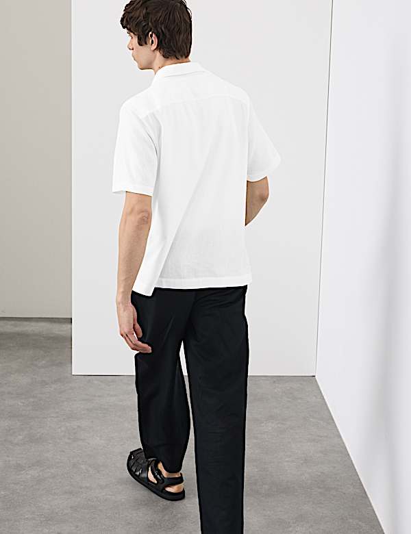 Kemeja Campuran Linen Lengan Pendek - ID