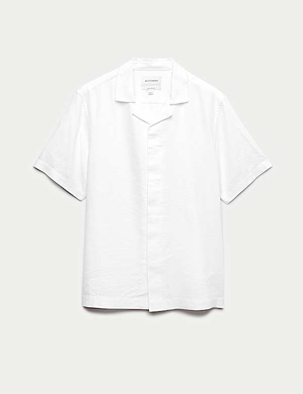 Kemeja Campuran Linen Lengan Pendek - ID