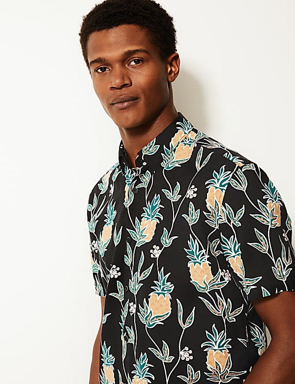 Cotton Rich Pineapple Print Shirt