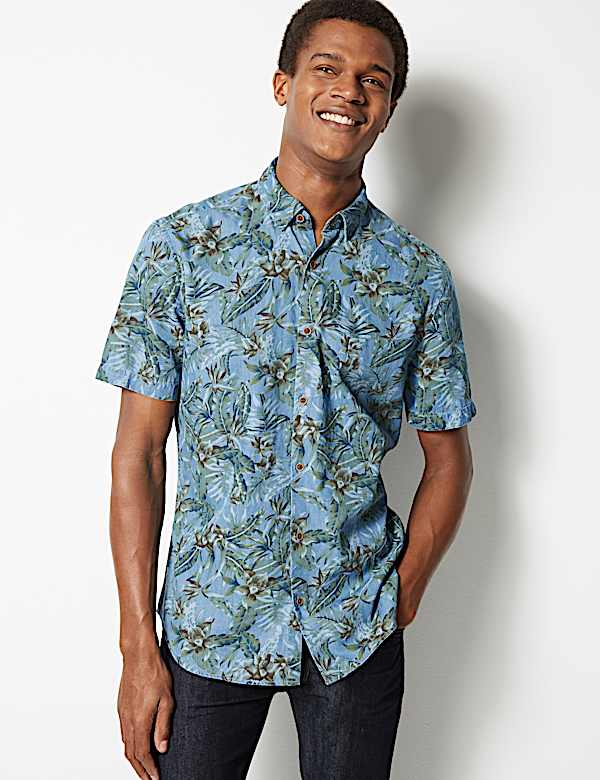Pure Cotton Flower Print Shirt