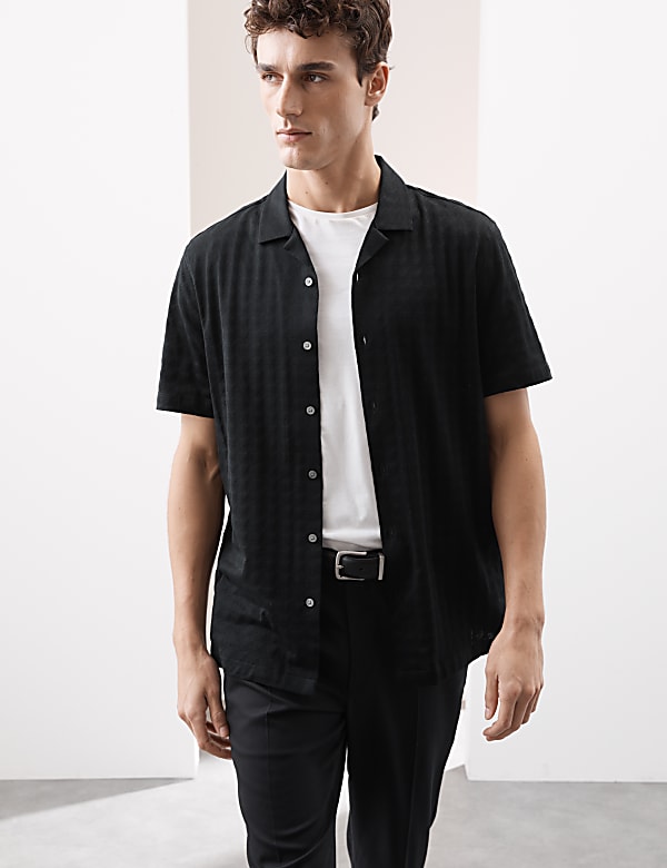 Pure Cotton Cuban Collar Shirt