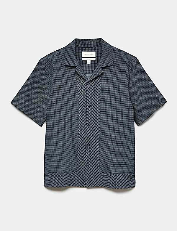 Chemise &agrave; manches courtes jacquard g&eacute;om&eacute;trique - LU