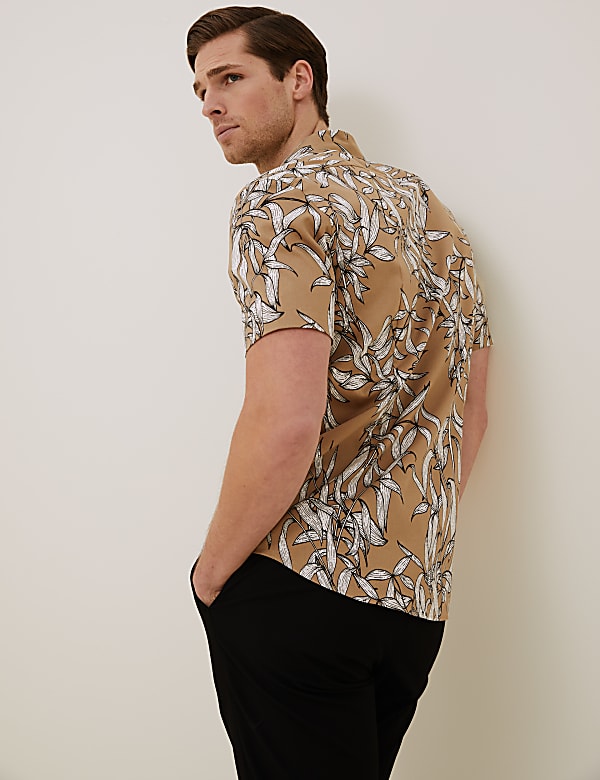 Cotton Print Revere Shirt