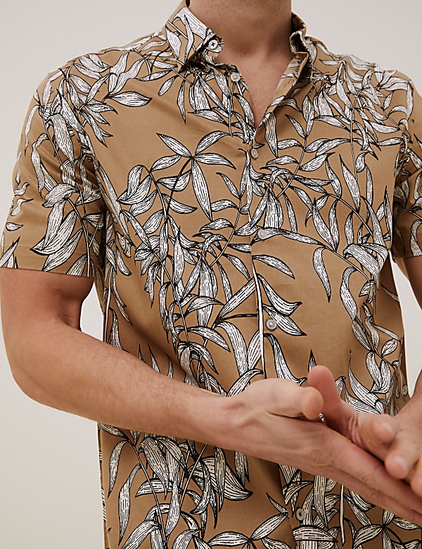 Cotton Print Revere Shirt