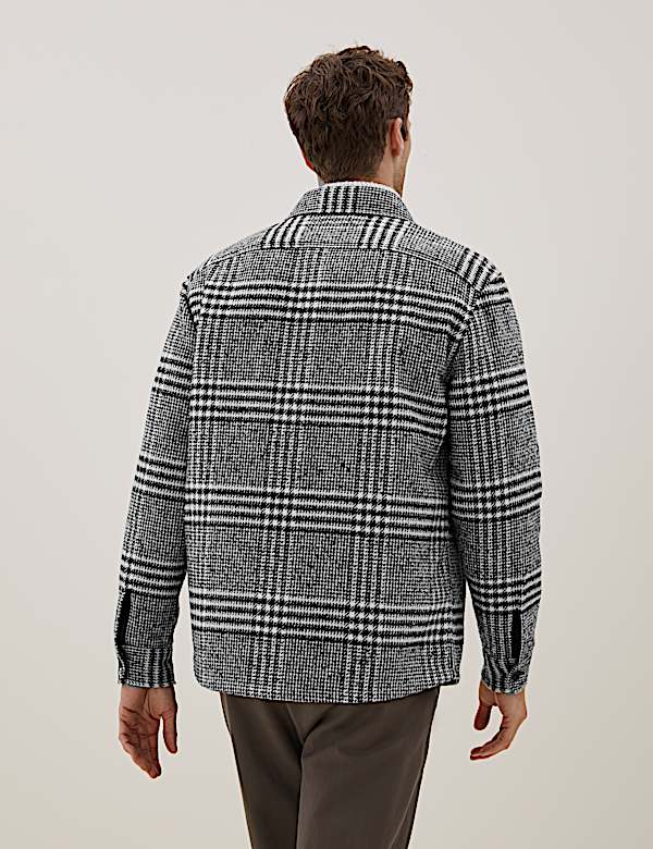 Wool Blend Check Overshirt