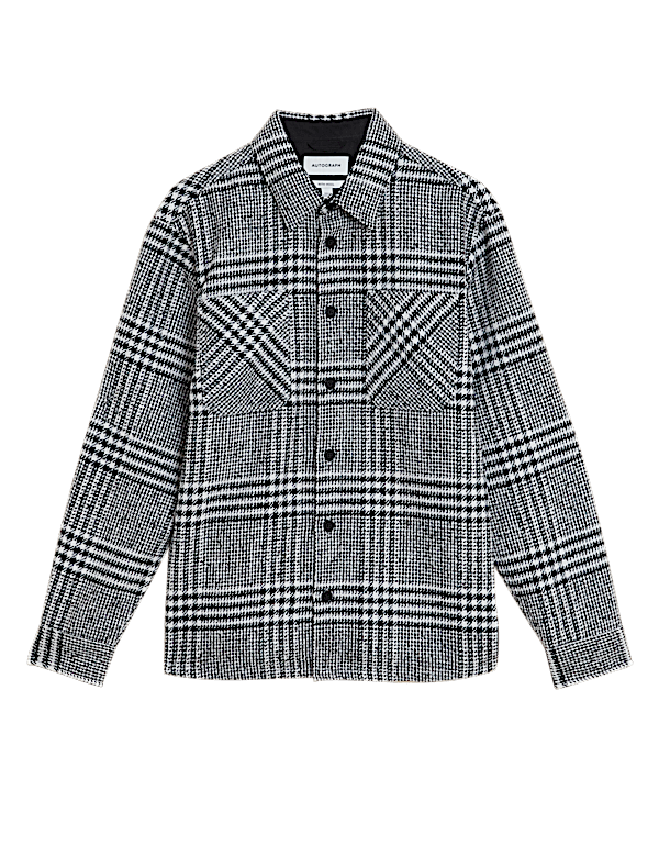 Wool Blend Check Overshirt