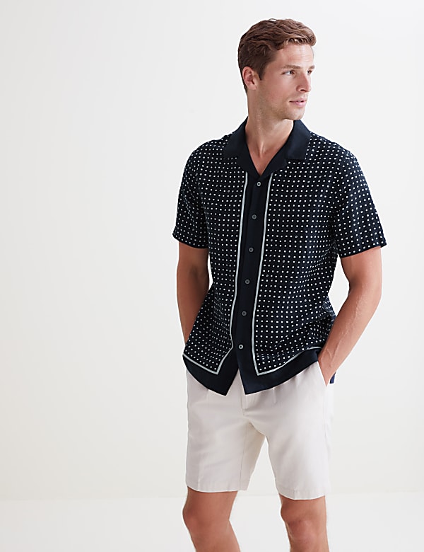 Linen Tencel Border Print Shirt