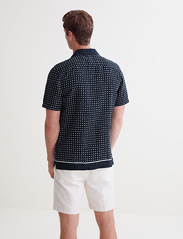 Linen Tencel Border Print Shirt