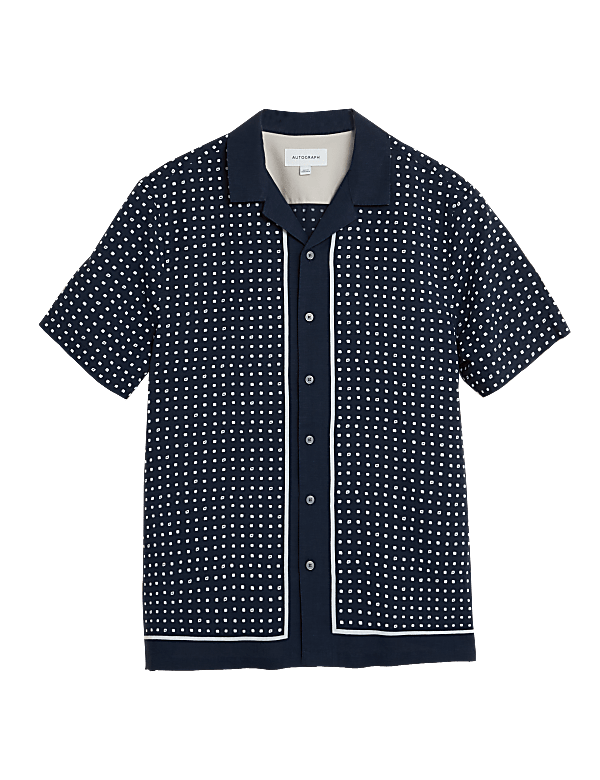 Linen Tencel Border Print Shirt