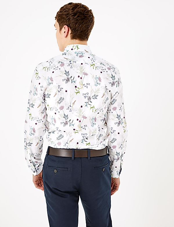 Pure Cotton Floral Slim Fit Shirt