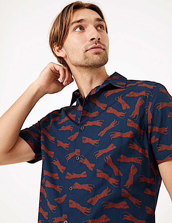 Pure Cotton Tiger Print Shirt