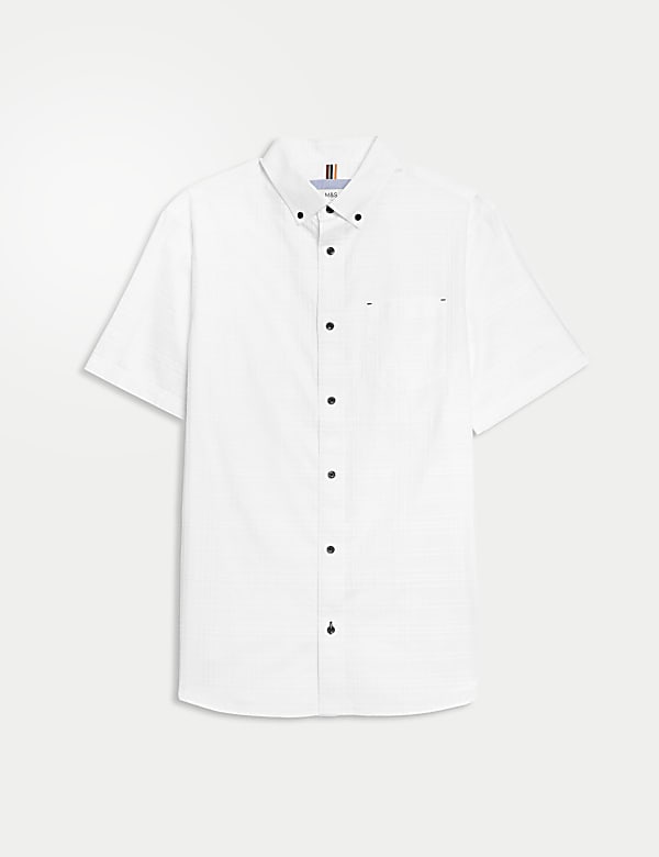 Easy Iron Pure Cotton Textured Check Shirt - US