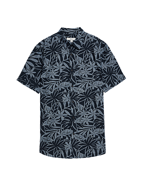 Easy Iron Pure Cotton Palm Print Shirt