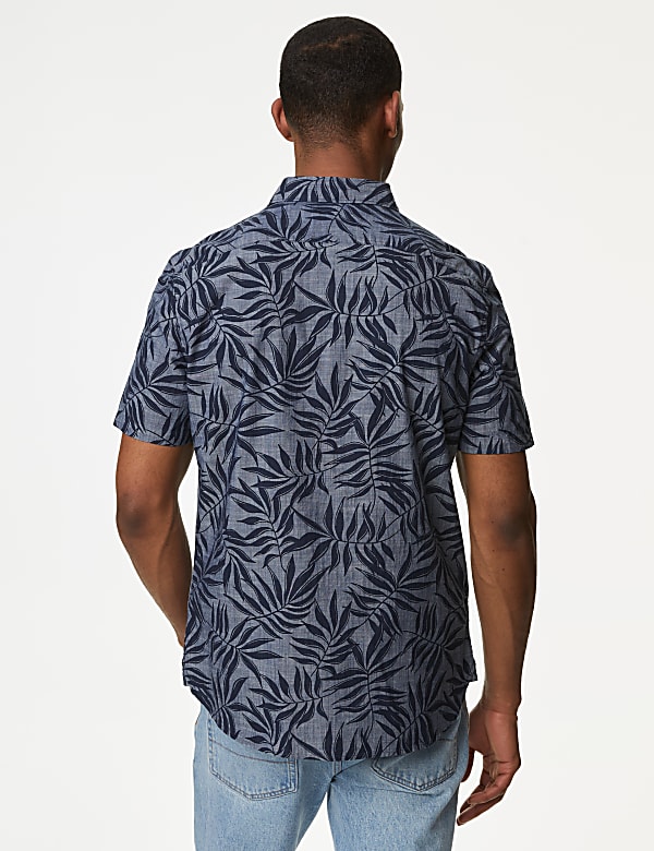 Easy Iron Pure Cotton Palm Print Shirt