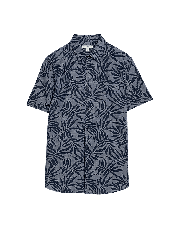 Easy Iron Pure Cotton Palm Print Shirt