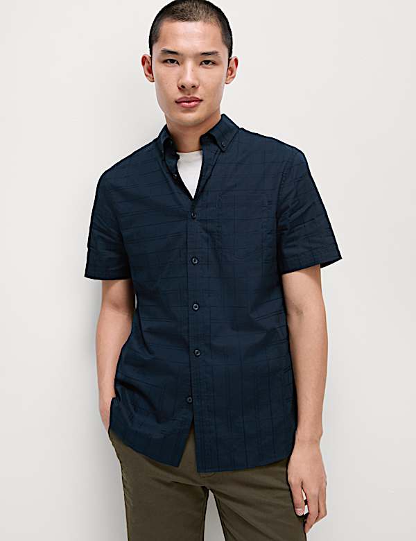 Easy Iron Pure Cotton Textured Shirt