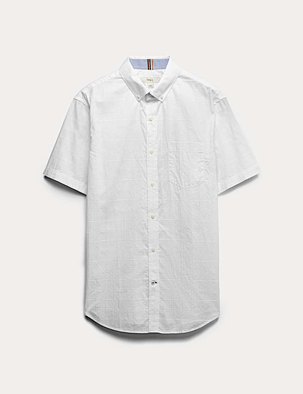 Regular Fit Easy Iron Pure Cotton Short Sleeve Check Shirt - PL