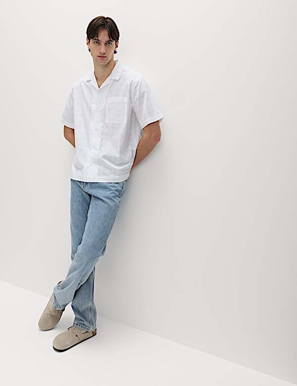 Regular Fit Pure Cotton Short Sleeve Shirt - SI