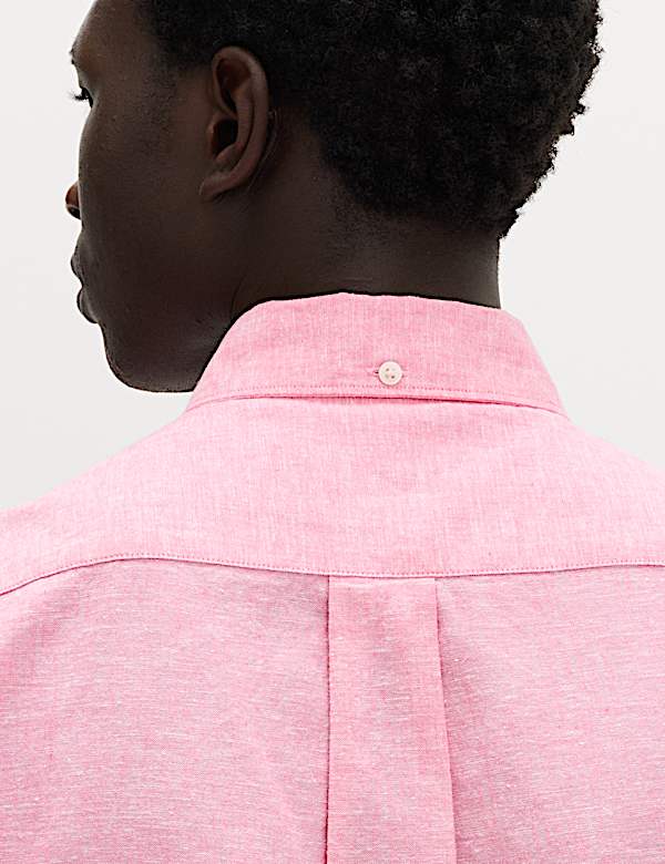 Regular Fit Linen Rich Short Sleeve Shirt