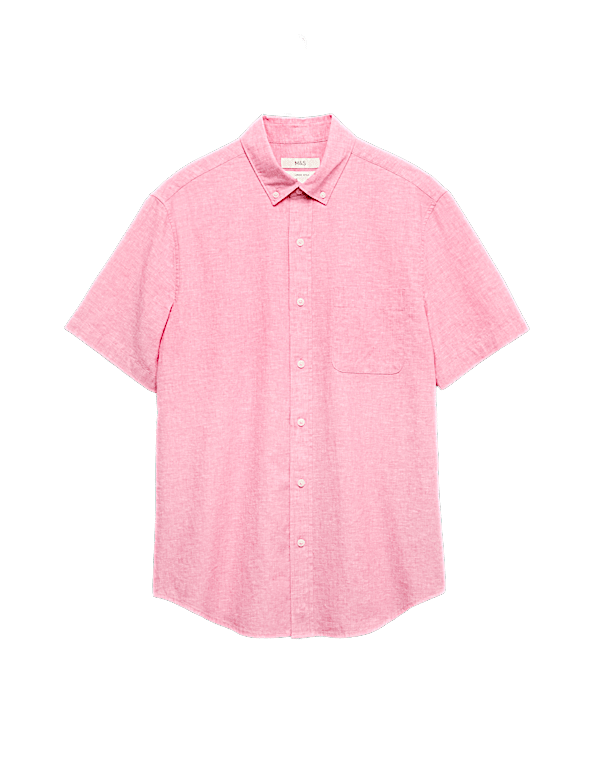 Regular Fit Linen Rich Short Sleeve Shirt