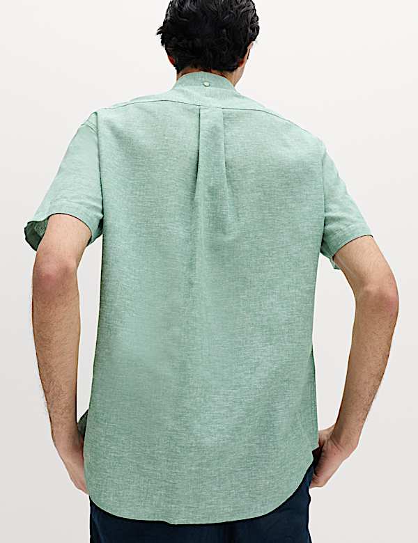 Regular Fit Linen Rich Short Sleeve Shirt