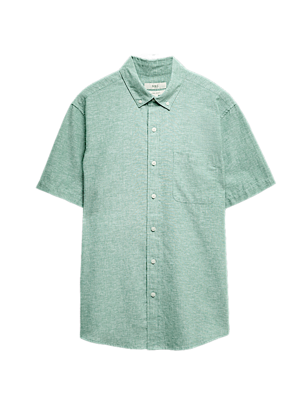 Regular Fit Linen Rich Short Sleeve Shirt
