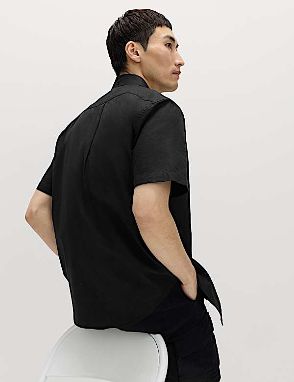 Regular Fit Linen Rich Short Sleeve Shirt