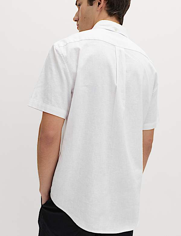 Regular Fit Linen Rich Short Sleeve Shirt