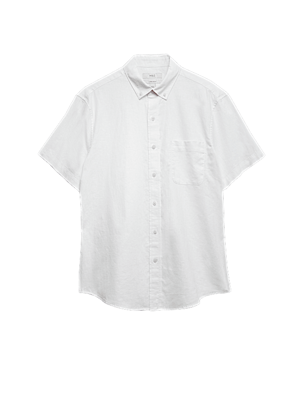 Regular Fit Linen Rich Short Sleeve Shirt