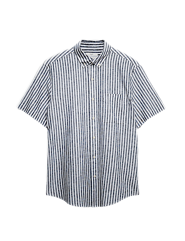 Regular Fit Linen Rich Short Sleeve Shirt