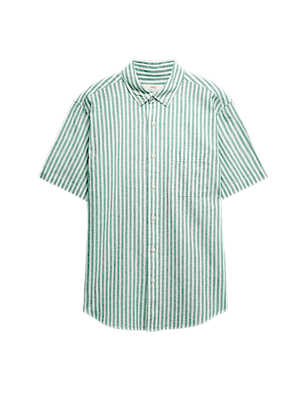 Regular Fit Linen Rich Short Sleeve Shirt