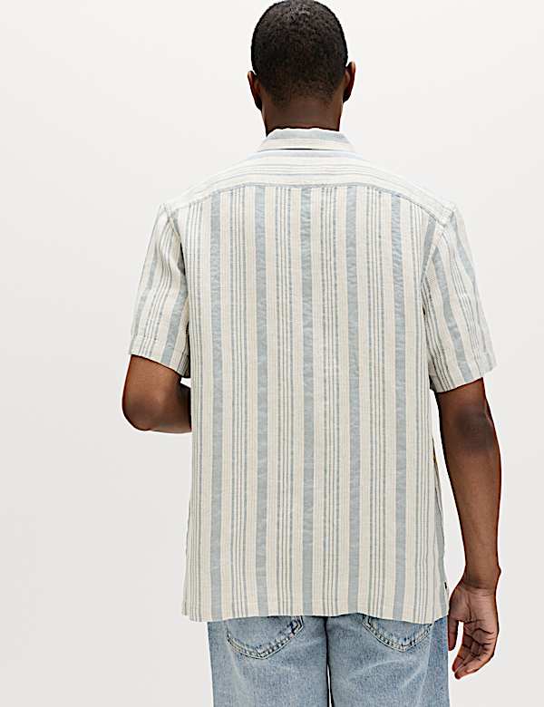 Linen Rich Striped Short Sleeve Shirt