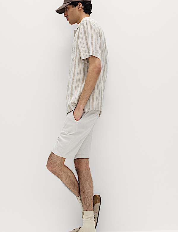 Linen Rich Striped Short Sleeve Shirt