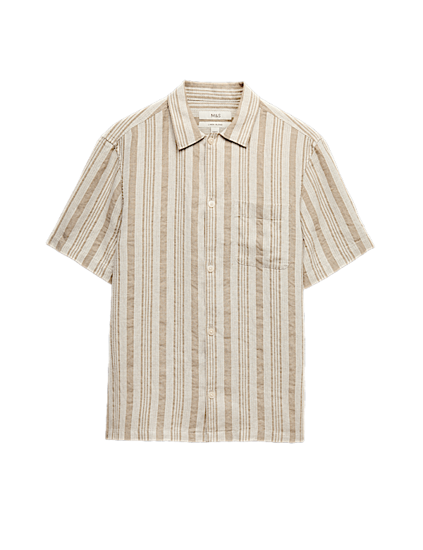 Linen Rich Striped Short Sleeve Shirt