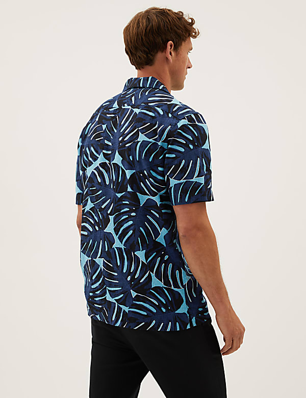 Linen Rich Leaf Print Shirt