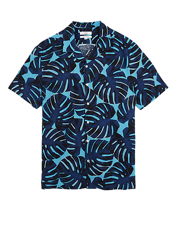 Linen Rich Leaf Print Shirt