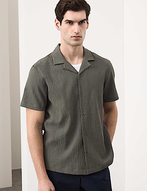 Regular Fit Crinkle Seersucker Shirt